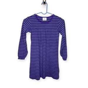 Hanna Andersson Striped Purple & Green Knit Dress Long Sleeve Girls Size 130 (8)